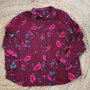 Ralph Lauren Chaps romantic buffalo plaid with poppies Size 2XL